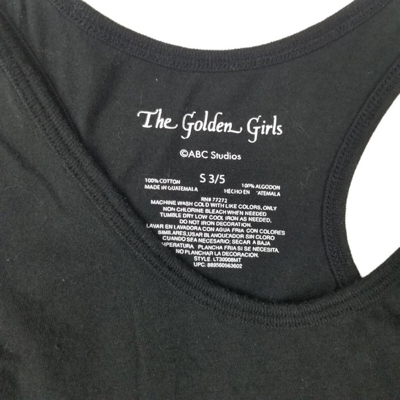 4/$25 The Golden Girls  Muscle Tank Juniors Sz S 3/5 Black ABC Quote Shirt - Picture 3 of 9